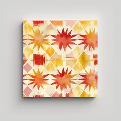 GENERICO - Cuadro Minimalista Patrón Mosaico Boho Rojo 50x50 Cm