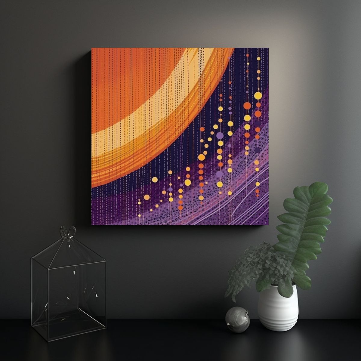 GENERICO - Cuadro En Bastidor Diseño Dormitorio Rayas 50x50 Cm