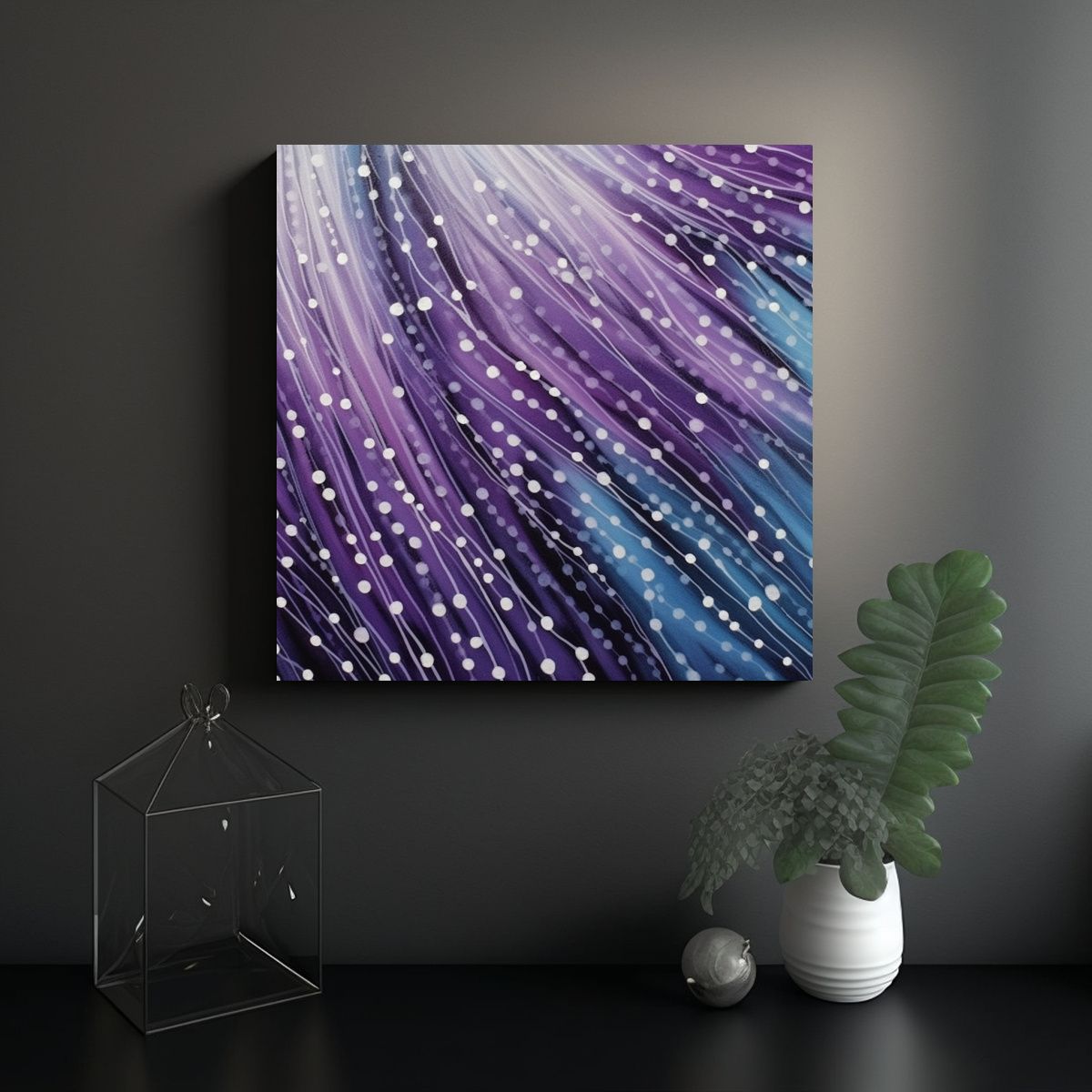 GENERICO - Pinturas Decorativas De Figuras Moradas Con Rayas 80x80 Cm