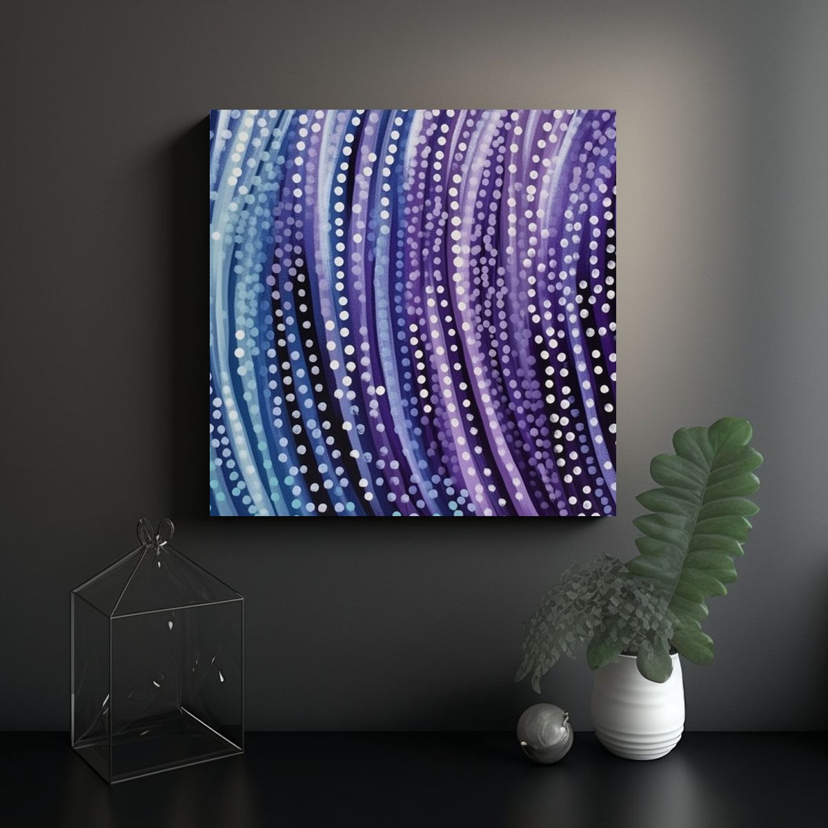 GENERICO - Cuadros Decorativos Modernos: Rayas Punteadas 70x70 Cm