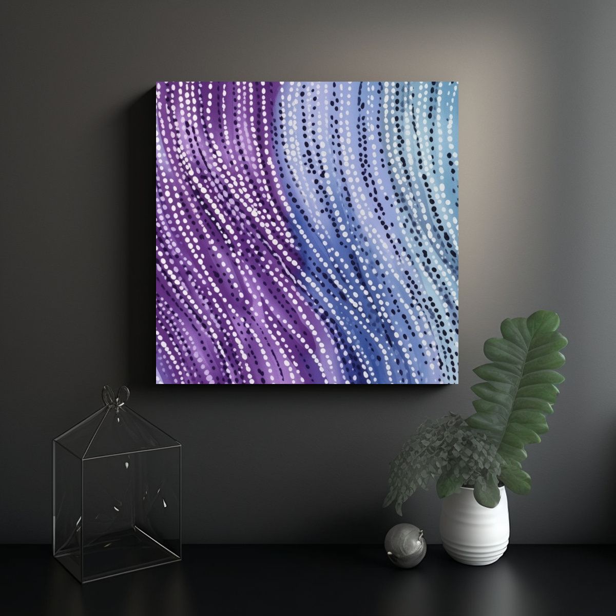 GENERICO - Cuadros Decorativos Modernos: Rayas Punteadas 90x90 Cm