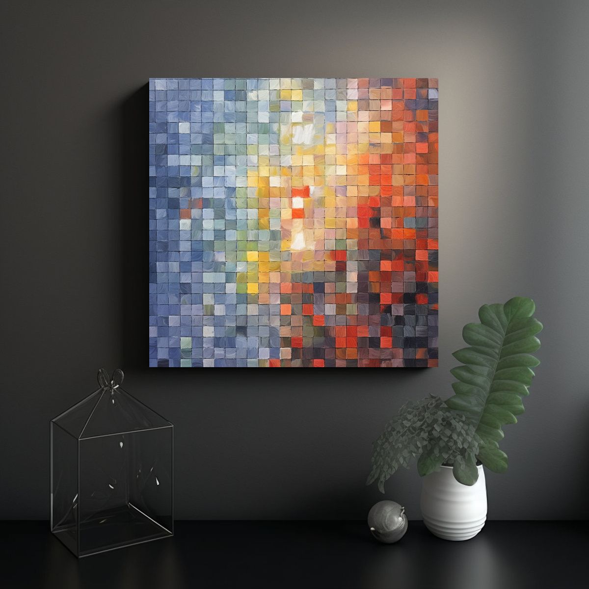 GENERICO - Cuadro Floral Moderno En Tela: Dibuja Los Cuadros 70x70 Cm.