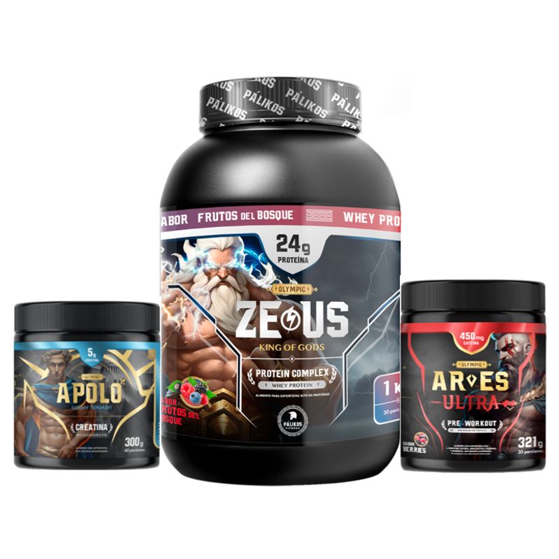 PALIKOS FITNESS - Zeus complex Frutos del bosque1 kg + creatina 300g + pre entreno 321g