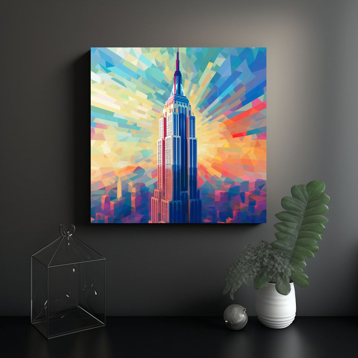 GENERICO - Cuadro Impreso Empire State Building En Viento 70x70 Cm