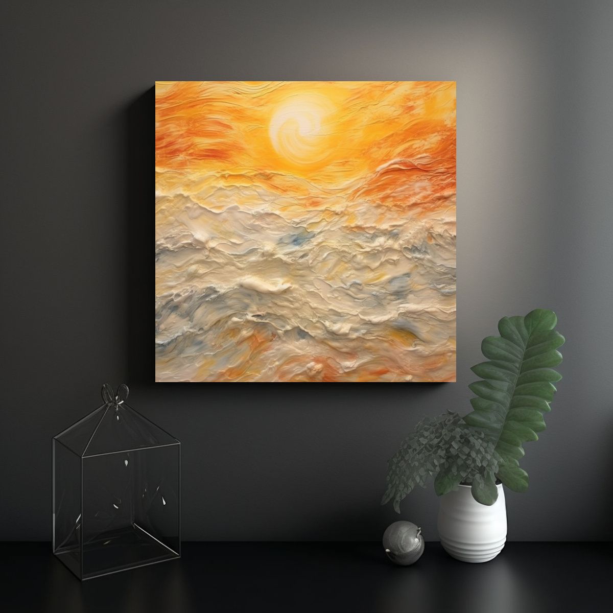 GENERICO - Pintura Encaústica De Arte Abstracto Creativo: 90x90 Cm