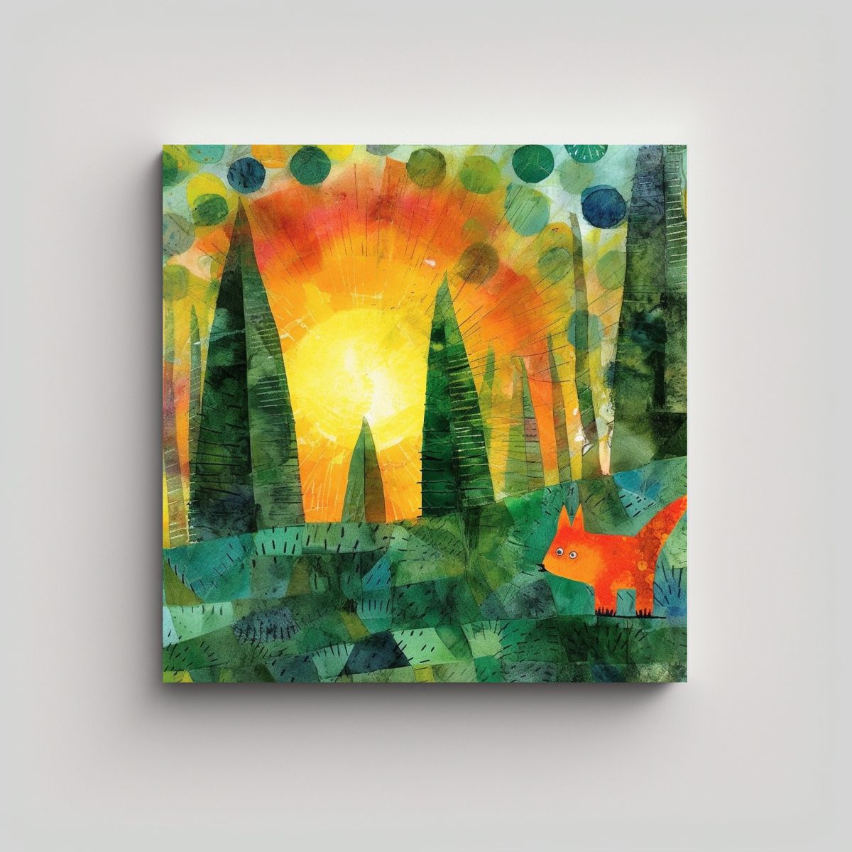 GENERICO - Cuadros Decorativos Estilo Bosque Juvenil 80x80 Cm.