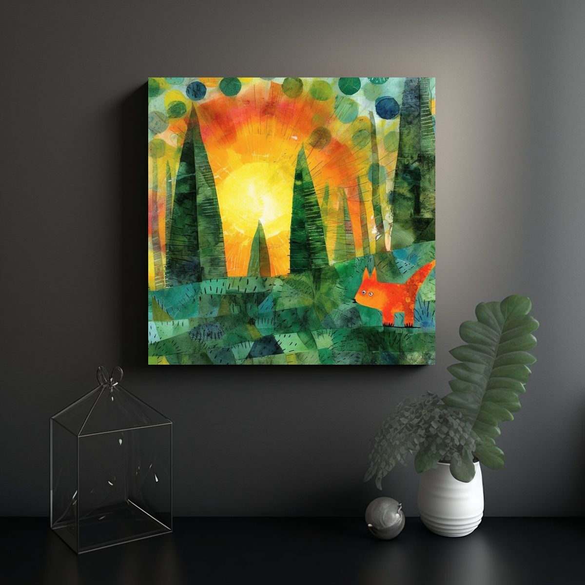 GENERICO - Cuadros Decorativos Estilo Bosque Juvenil 70x70 Cm