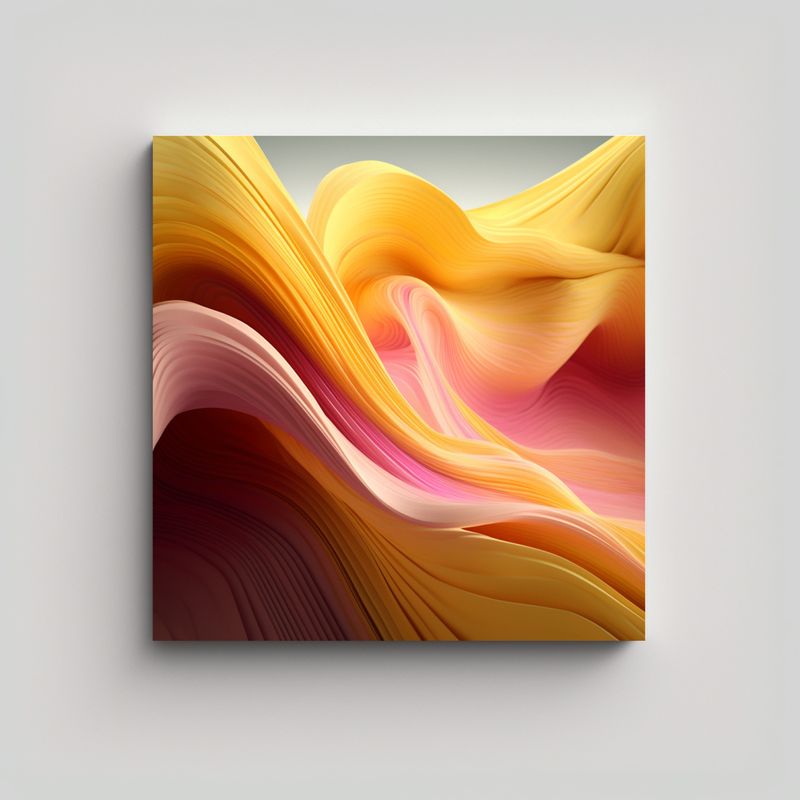 GENERICO - Cuadro Abstracto De Olas Creadas Por Ordenador. 60x60 Cm