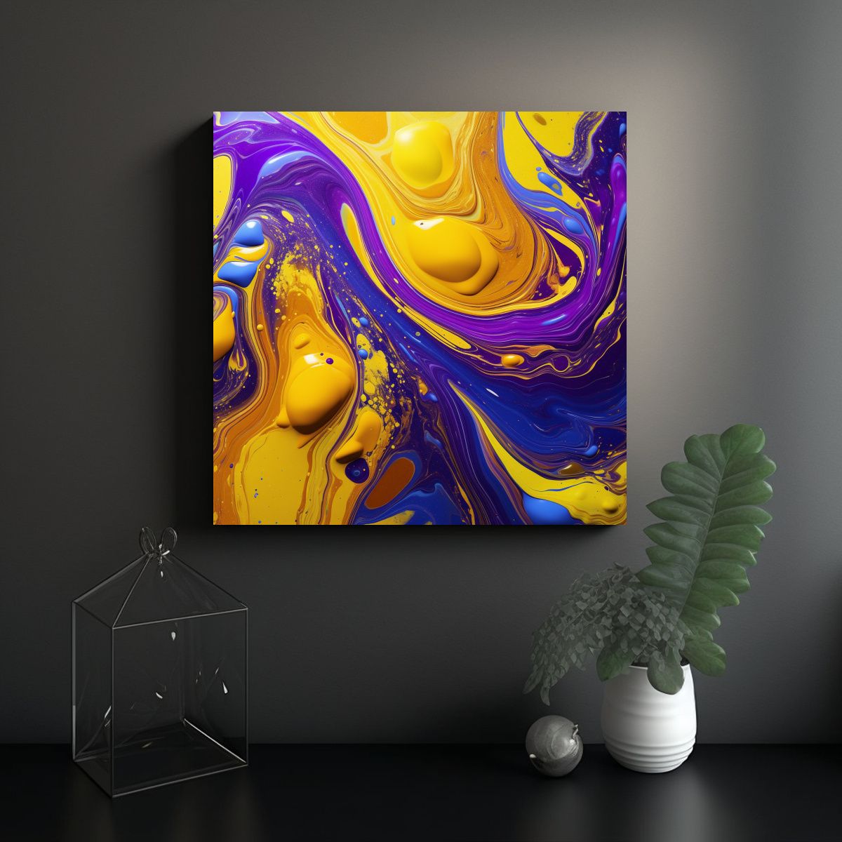 GENERICO - Pintura Abstracta En Bastidor: Armonía 70x70 Cm