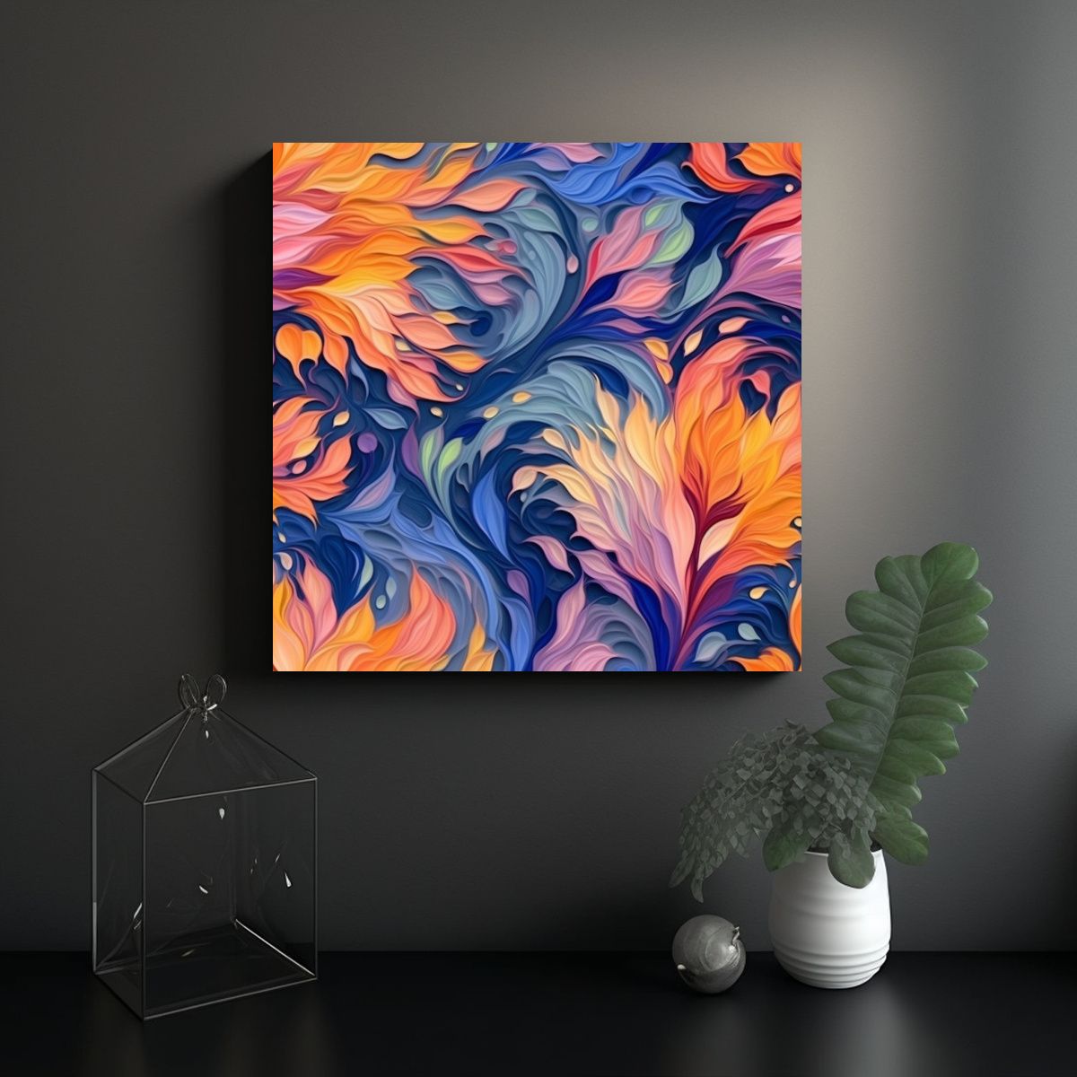 GENERICO - Cuadro Espectacular Linda Flores Abstractas 80x80 Cm