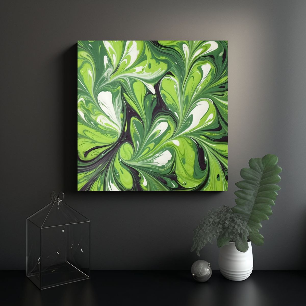 GENERICO - Flores Bloom Fluidas Verde Originalidad Pinturas 60x60 Cm