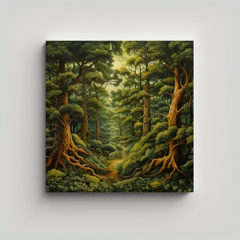 GENERICO - Pinturas Decorativas De Bosque Con Tonos Modernos 70x70 Cm