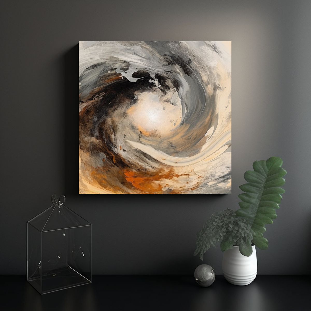 GENERICO - Pintura Abstracta Fractal Temática Terrosa En 90x90 Cm