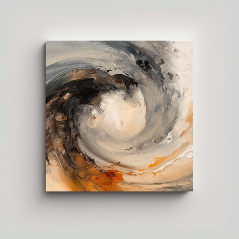 GENERICO - Pintura Abstracta En Tonos Tierra Fractal Estilo 60x60 Cm