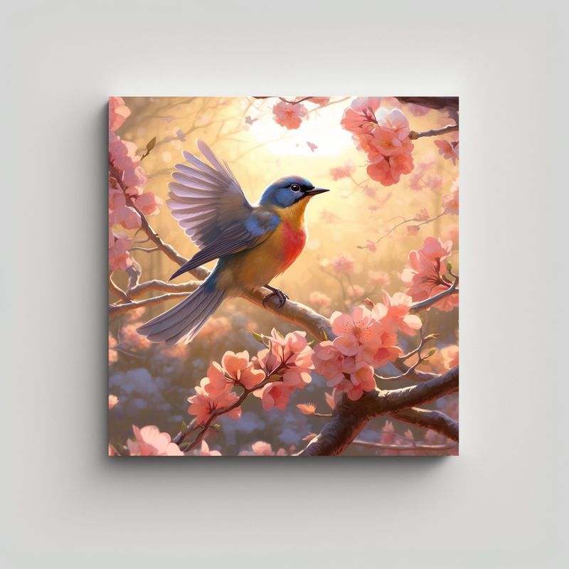 GENERICO - Cuadro Acuarela: Naturaleza Libre, Pájaros 50x50 Cm
