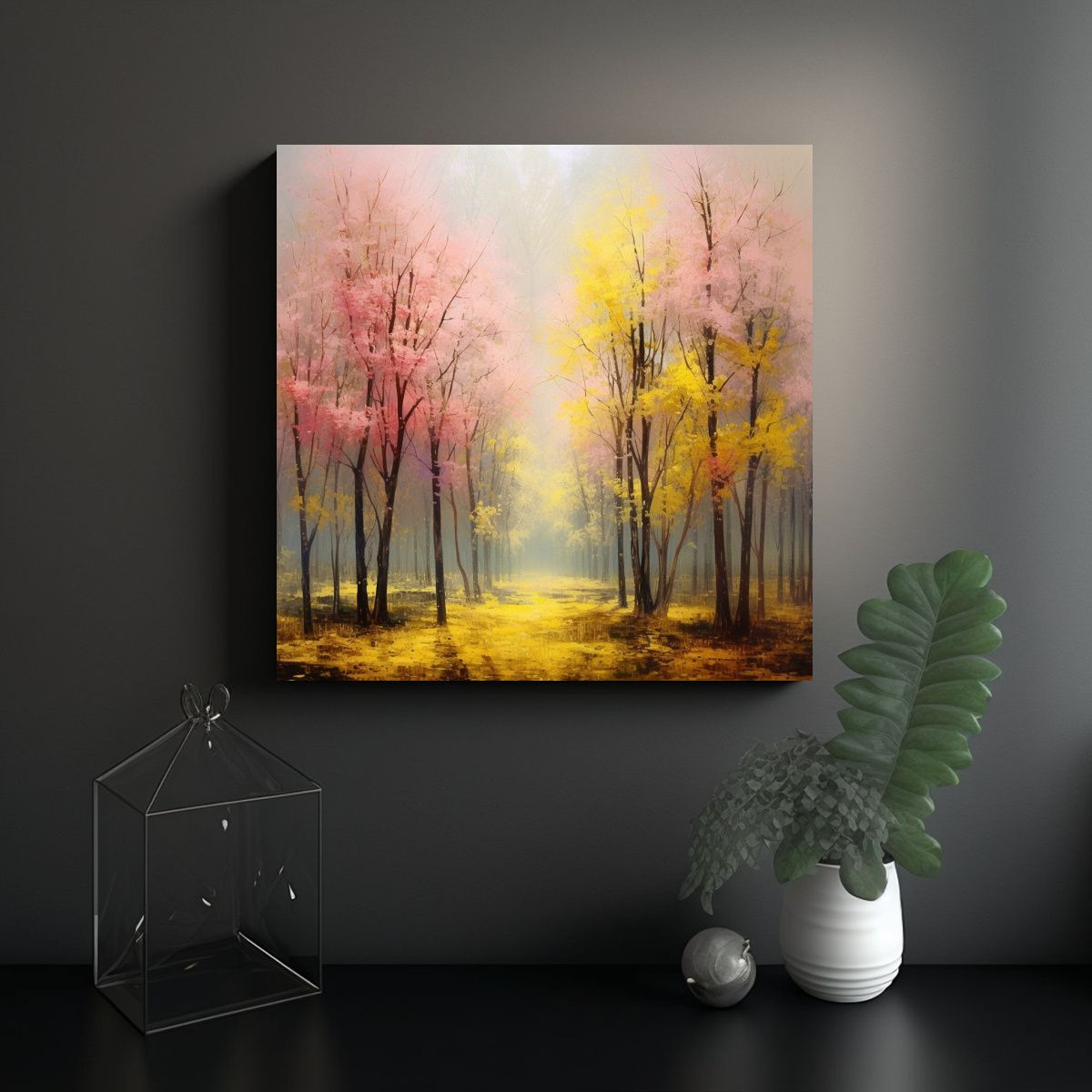 GENERICO - Cuadro Inspiración Arte Gráfico Árboles 60x60 Cm
