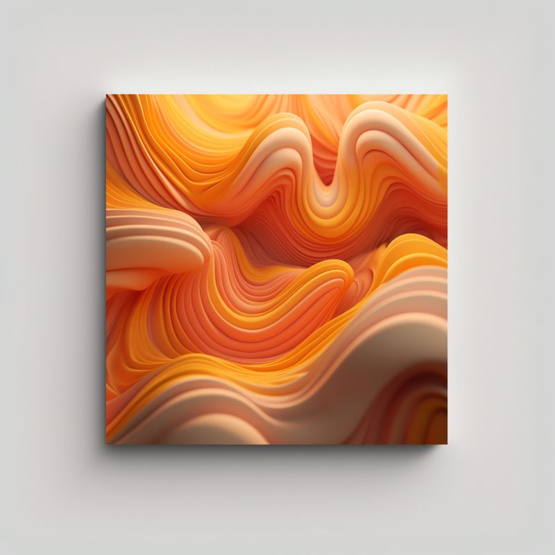 GENERICO - Arte Tela Urbano Abstracto Dorado Con Ondas 80x80 Cm