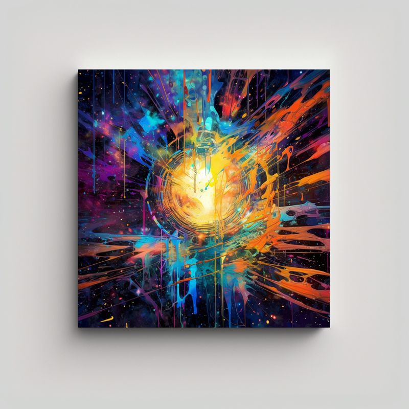 GENERICO - Pintura Abstracta Lienzo Tela Reflejo Galáctico 90x90 Cm