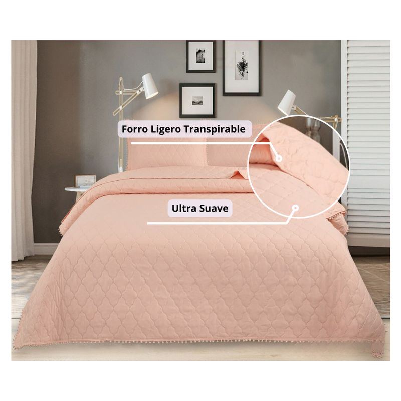 GENERICO - Cubrecama Quilt De Verano King Diseño Pompón 270x250cm