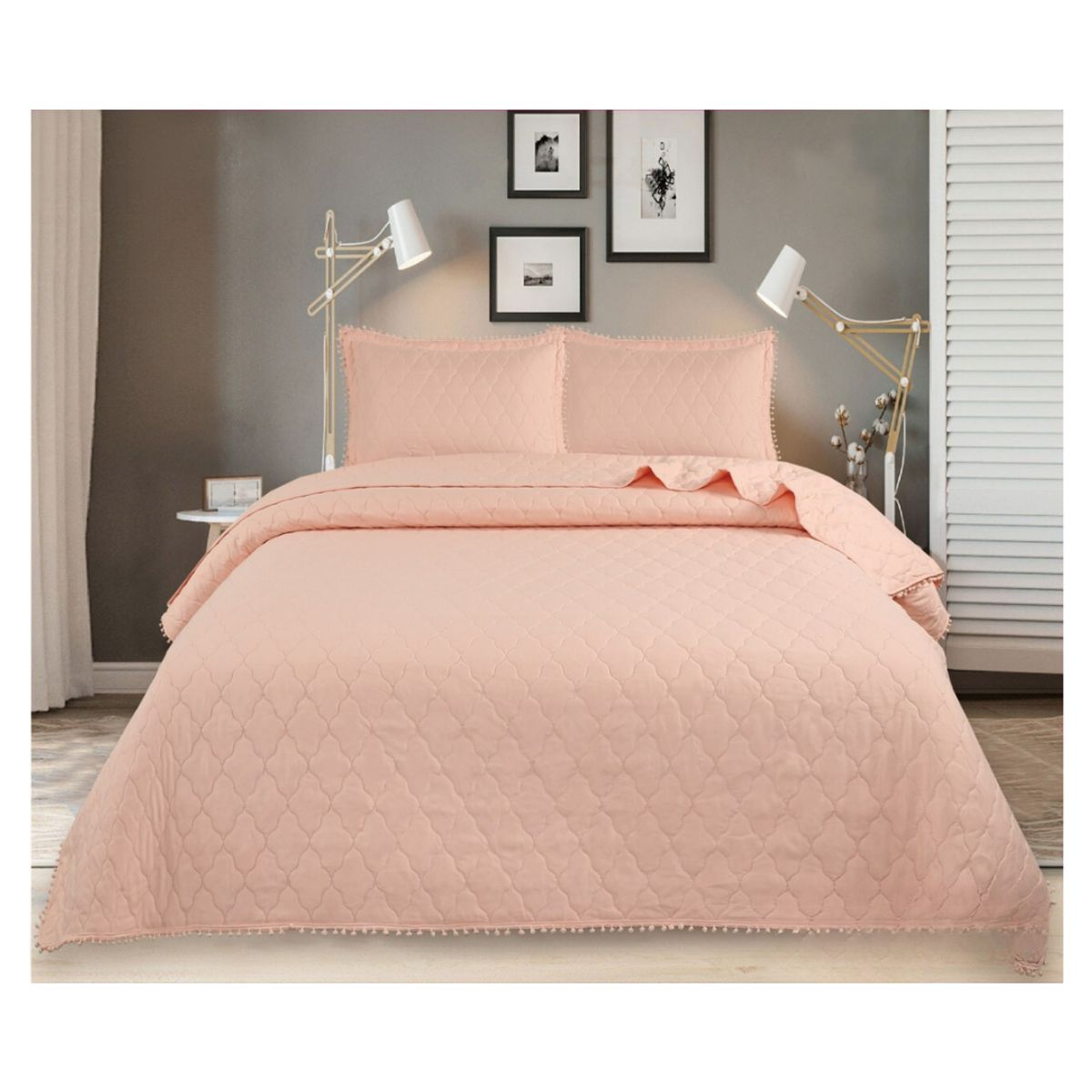 GENERICO - Cubrecama Quilt De Verano King Diseño Pompón 270x250cm