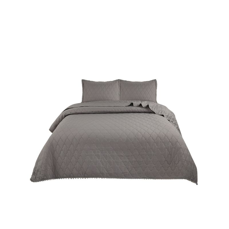 GENERICO - Cubrecama Quilt De Verano King Diseño Pompón 270x250cm