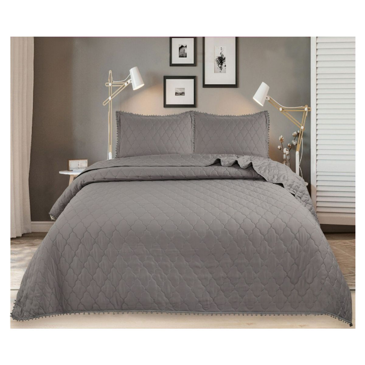 GENERICO - Cubrecama Quilt De Verano King Diseño Pompón 270x250cm