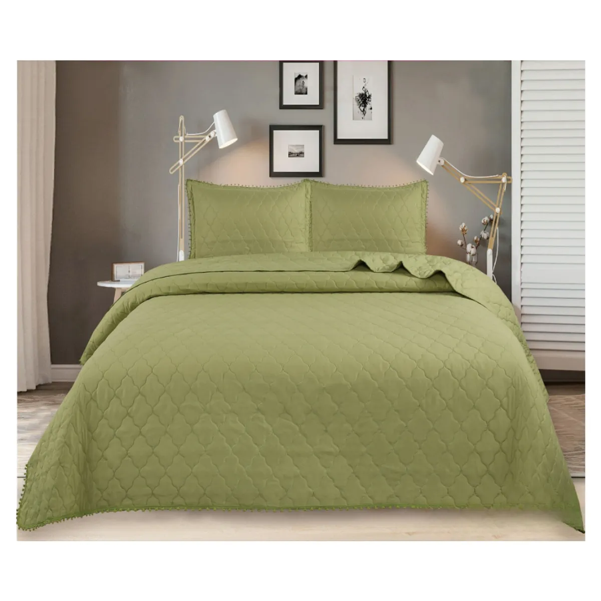 GENERICO - Cubrecama Quilt De Verano King Diseño Pompón 270x250cm