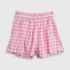COLLOKY - Shorts Viscosa Ancho Liviano Fucsia con Cintura Recogida