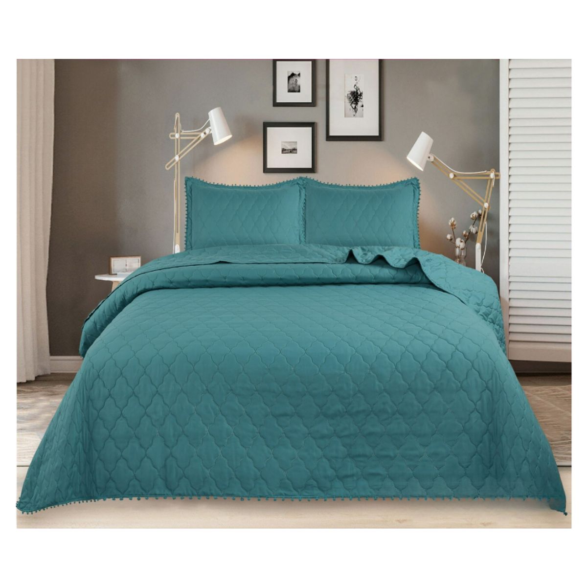 GENERICO - Cubrecama Quilt De Verano King Diseño Pompón 270x250cm