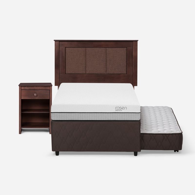 ROSEN - Diván Cama Pratta 1,5 Plazas + Respaldo y Velador