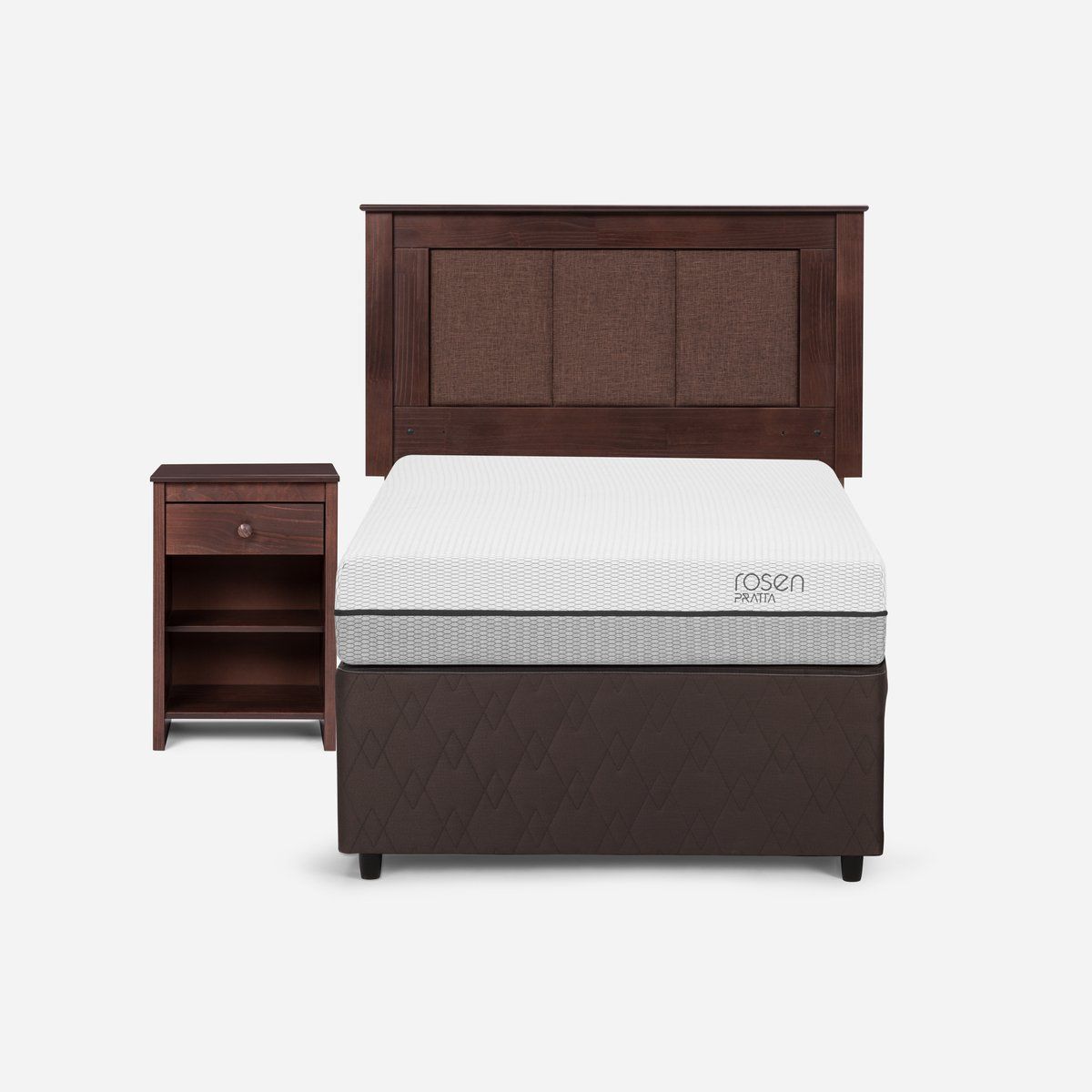 ROSEN - Diván Cama Pratta 1,5 Plazas + Respaldo y Velador