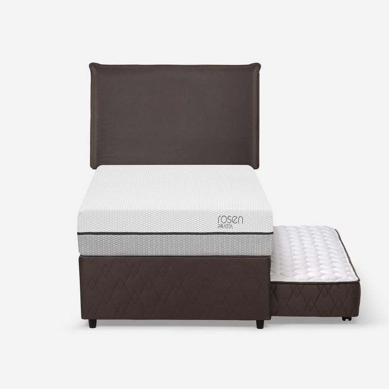 ROSEN - Diván Cama Pratta 1,5 Plazas + Respaldo Maurice Chocolate