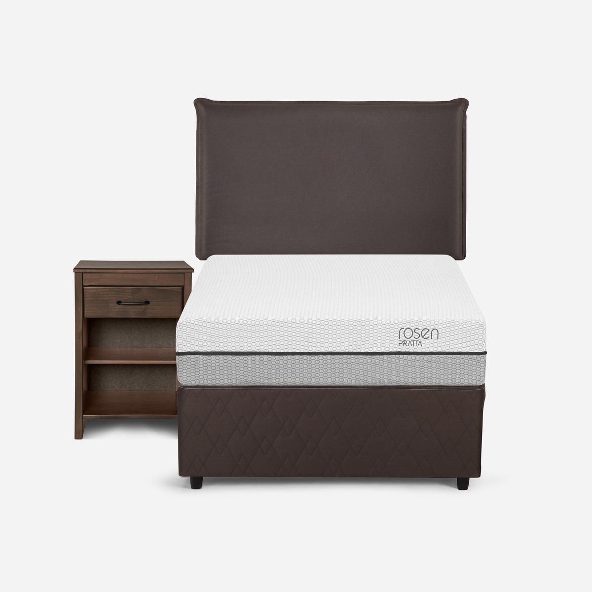 ROSEN - Diván Cama Pratta 1,5 Plazas + Muebles Maurice Chocolate