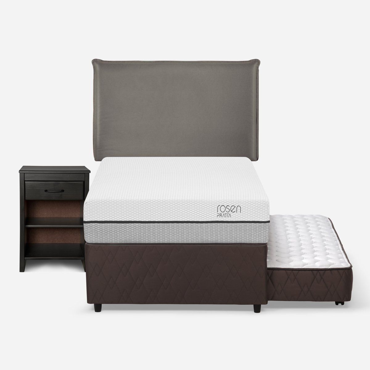 ROSEN - Diván Cama Pratta 1,5 Plazas + Muebles Maurice Gris