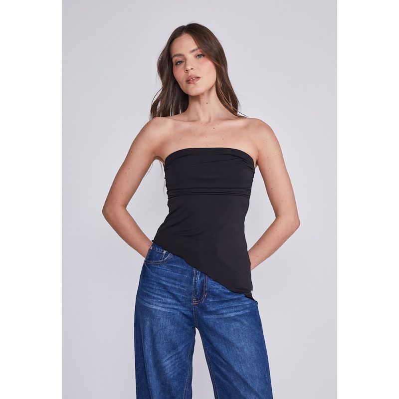 SIOUX - Peto Mujer Negro Strapless En Punta Sioux