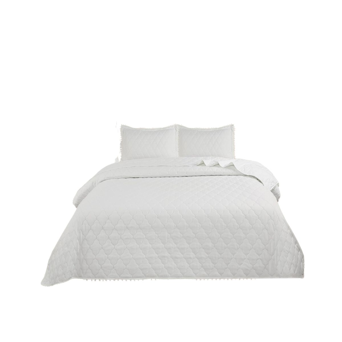 GENERICO - Cubrecama Quilt De Verano 1.5 Plazas Diseño Pompón 230x180cm