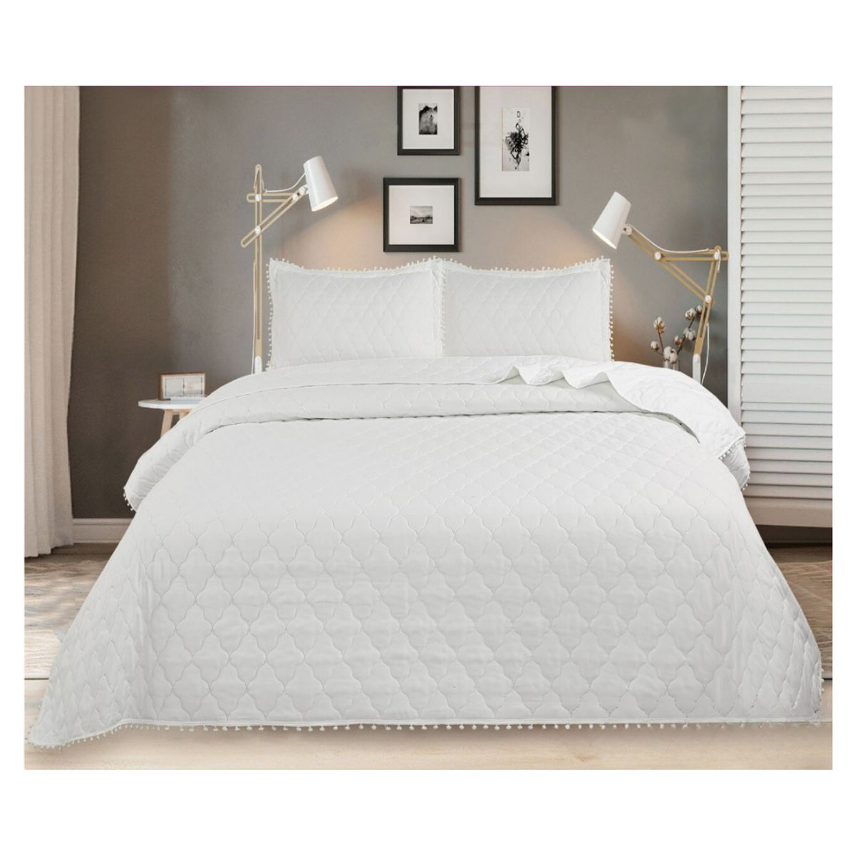 GENERICO - Cubrecama Quilt De Verano 1.5 Plazas Diseño Pompón 230x180cm