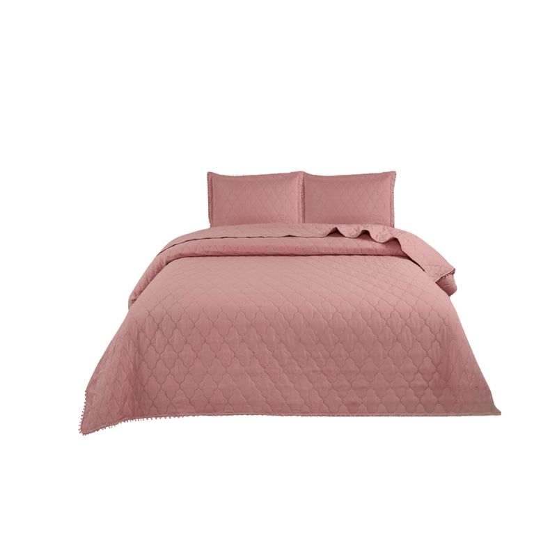 GENERICO - Cubrecama Quilt De Verano 1.5 Plazas Diseño Pompón 230x180cm