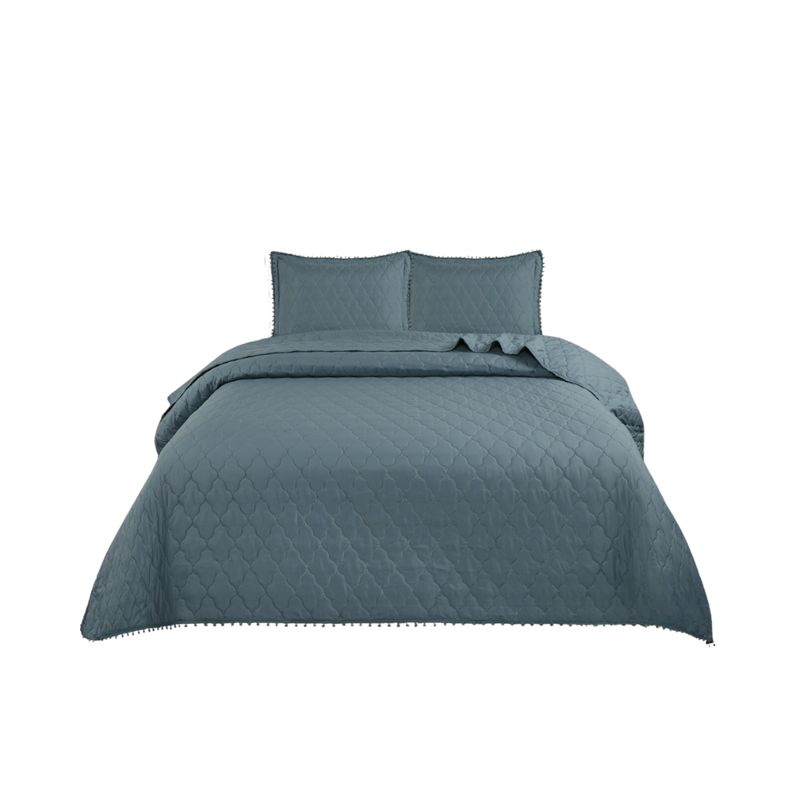 GENERICO - Cubrecama Quilt De Verano 1.5 Plazas Diseño Pompón 230x180cm