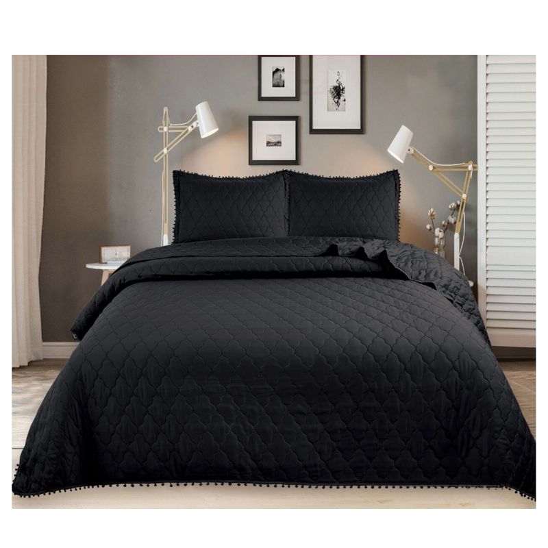GENERICO - Cubrecama Quilt De Verano 1.5 Plazas Diseño Pompón 230x180cm
