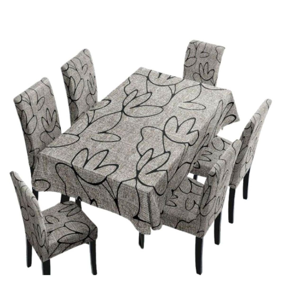 GENERICO - Mantel Antimanchas con 6 Fundas de Silla 140 x 220 cm - Flores