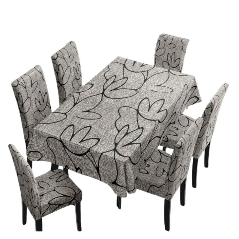 GENERICO - Mantel Antimanchas con 6 Fundas de Silla 140 x 220 cm - Flores