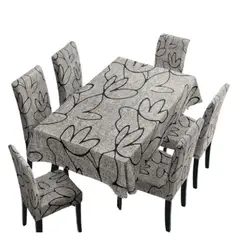 GENERICO - Mantel Antimanchas con 6 Fundas de Silla 140 x 220 cm - Flores