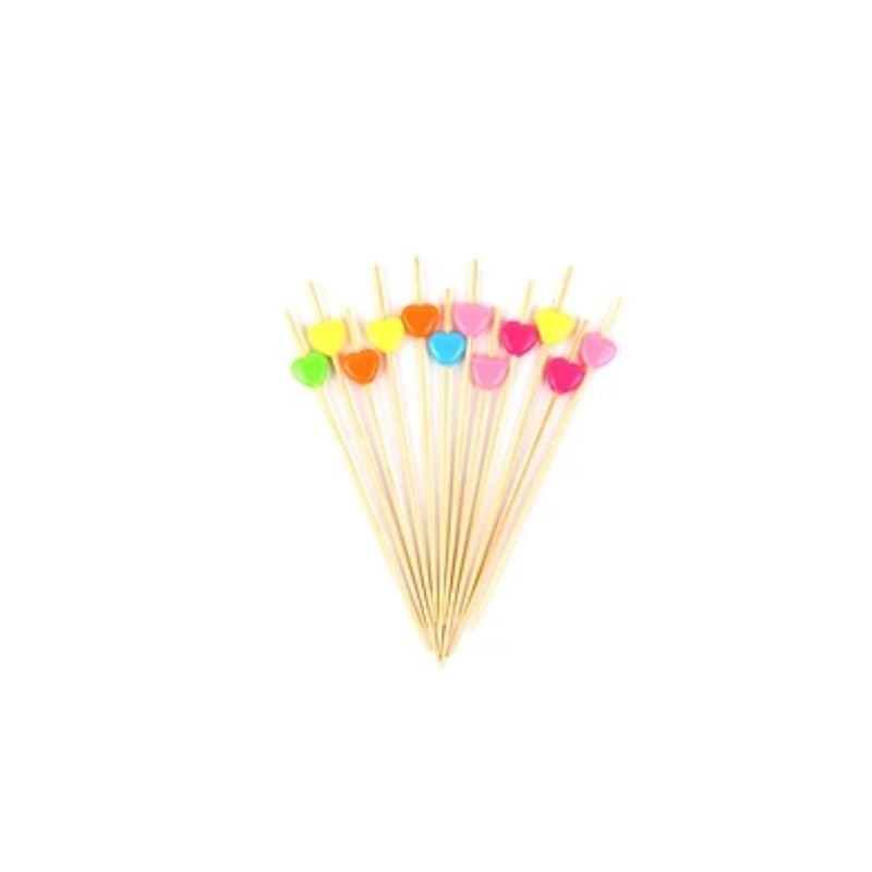 GENERICO - Brochetas De Bambú Con Figura De Corazón 12pcs 12cm
