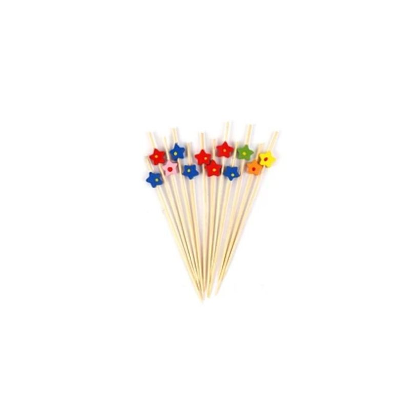GENERICO - Brochetas De Bambú Con Figura De Estrella 12pcs 12cm