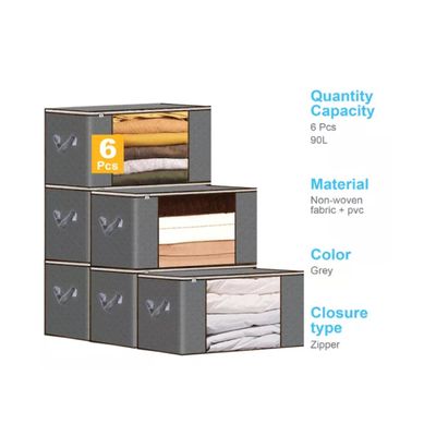 Imagen 2 del producto 6 Unidades Organizador De Bolsas De Almacenamiento De Ropa 90L