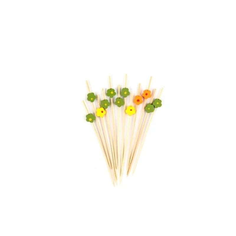 GENERICO - Brochetas De Bambú Con Figura De Flor 12pcs 12cm
