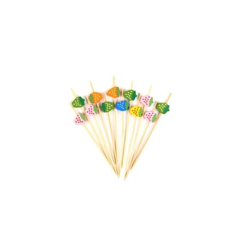 GENERICO - Brochetas De Bambú Con Figura De Frutilla 12pcs 12cm