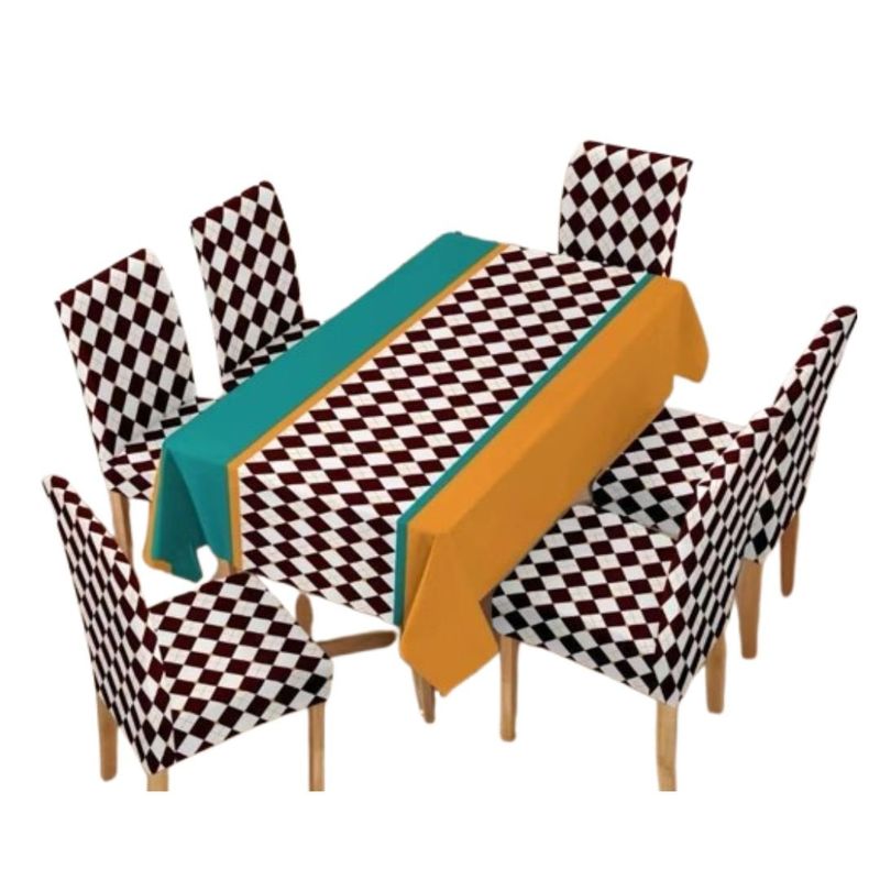 GENERICO - Mantel Antimanchas con 6 Fundas de Silla 140 x 220 cm - Rombos