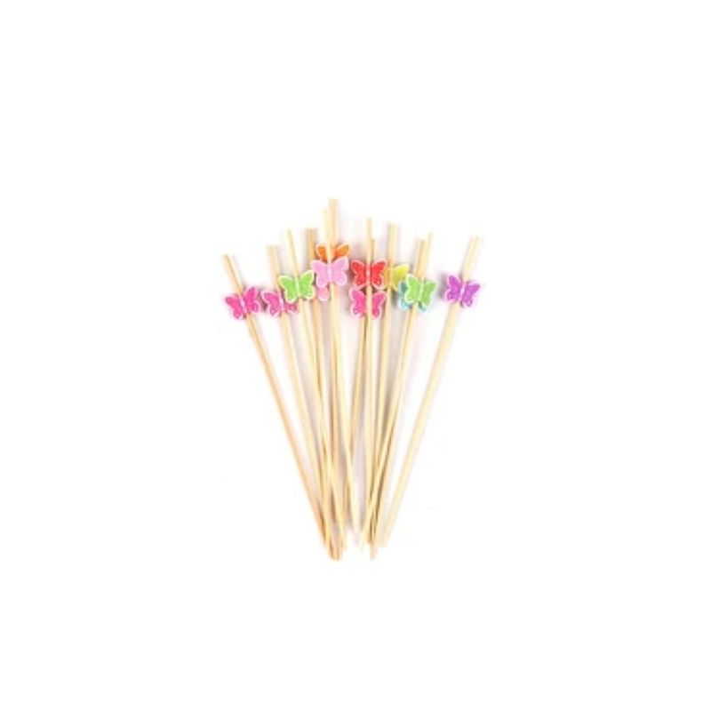 GENERICO - Brochetas De Bambú Con Figura De Mariposa 12pcs 12cm